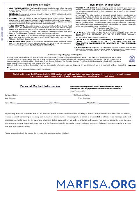 Printable UAE Rakbank Elite bank mortgage statement in Word and PDF formats, 3 pages 3 download for verification